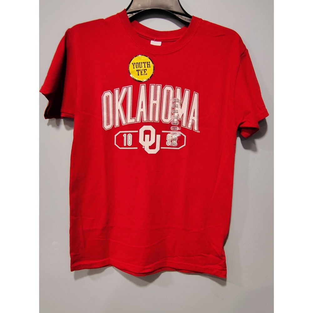 Hanes Oklahoma Sooners Youth Large Red Graphic T-Shirt OU 1890 NCAA Kids L